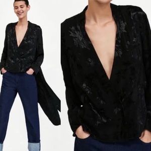 Zara basic high low Jacquard Jacket